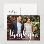 モダンなバーガンディとホワイトの結婚式写真感謝メッセージカード ポストカード (正面/裏面)