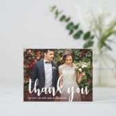 モダンなバーガンディとホワイトの結婚式写真感謝メッセージカード ポストカード (スタンド正面)