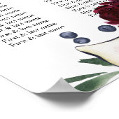 モダンなバーガンディの水彩花と実 ポスター (角)