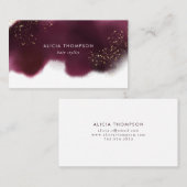 モダンなバーガンディの金ゴールドのグリッターの水彩画 名刺 (正面/裏面)