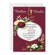 モダンなバーガンディーと緑のロマンチックなウェディング