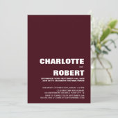 モダンなバーガンディーの結婚式の披露宴 招待状 (スタンド正面)