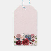 モダンなバーガンディーブラッシュフラワーのウェディングシャワー ギフトタグ (裏面)