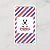 モダンなバーバーショップのヘアバーバーショップ ホワイト ブルー レッド 名刺 (裏面)