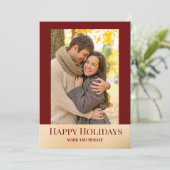 モダンなバーボンディゴールドのハッピーホリデーズフォト シーズンカード (スタンド正面)
