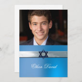 モダンなバーミッツヴァー カスタム写真招待状 招待状 (正面/裏面)