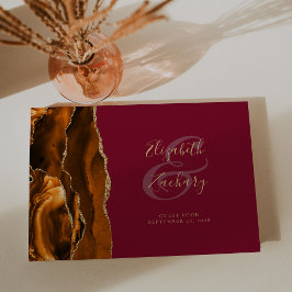 モダンなバーントオレンジゴールドアゲートバースガンディ ゲストブック