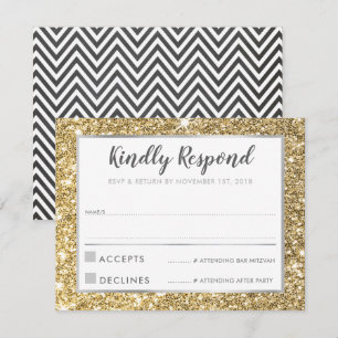 モダンなバー（ユダヤ教の）バル・ミツバーはクールな金ゴールドのグリッター感謝していしています 招待状