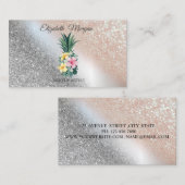 モダンなパイナップルトロピカルフラワーメイクアップアーティスト 名刺 (正面/裏面)