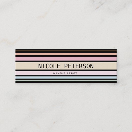 モダンなパステルのストライブ柄 スキニー名刺 (正面)