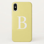 モダンなパステル調の黄色くはっきりしたなタイポグラフィのモノグラム iPhone X ケース<br><div class="desc">モダンなパステル調の黄色くはっきりしたなタイポグラフィのモノグラムのiPhoneの箱|はこのカスタマイズ可能なiPhoneの場合にあなた自身のモノグラムのなイニシャルを加えます。 それは黄色い背景との白くはっきりしたなタイポグラフィを特色にします。 このモダンなiPhoneの場合は名前入りなギフトとして完全です。 他の色は利用できます。</div>