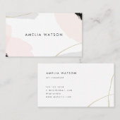 モダンなパステル調ピンク、金ゴールド及び灰色のブラシの打撃 名刺 (正面/裏面)