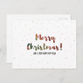 モダンなパターンの赤と緑のタイポグラフィ シーズンポストカード (正面/裏面)