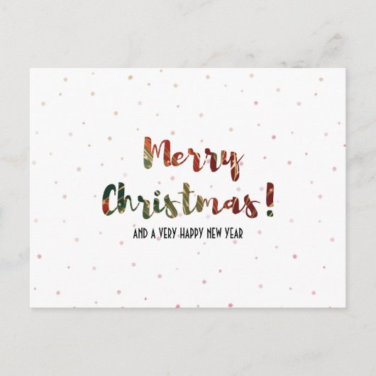 モダンなパターンの赤と緑のタイポグラフィ シーズンポストカード (正面)