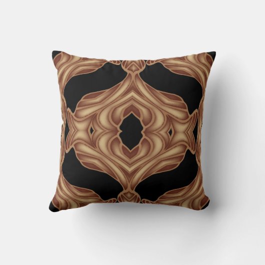 モダンなパターン枕家ブラウンかクリームまたは黒 クッション (裏面)