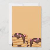 モダンなパンケーキの誕生日ブランチのイラスト ピンク 招待状 (裏面)