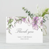 モダンなパンジーの結婚式のお礼 サンキューカード (スタンド正面)