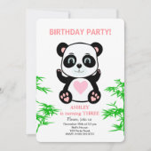 モダンなパンダベアの子供の誕生日招待状 招待状 (正面)