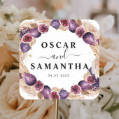 モダンなパンパスと紫のイチジクのビューティーフレーム スクエアシール