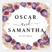 モダンなパンパスと紫のイチジクのビューティーフレーム スクエアシール (正面)