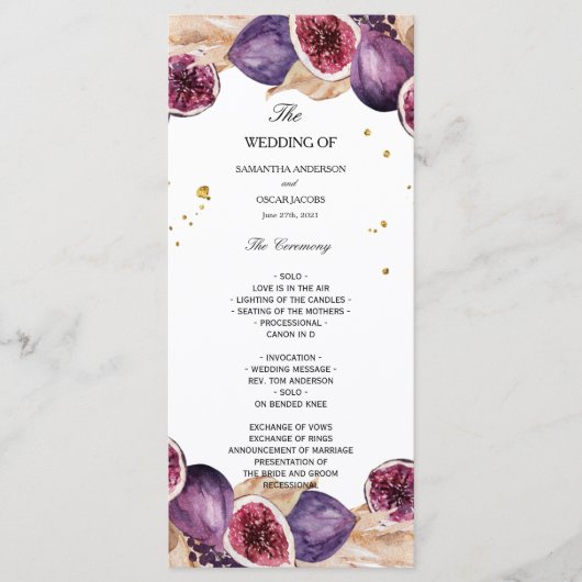 モダンなパンパスと紫のイチジクのビューティーフレーム メニュー (正面)