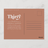 モダンなパンパスグラス 30歳の誕生日 テラコッタ ポストカード (裏面)