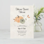 モダンなパンプキンの新居祝いパーティー招待状 招待状 (スタンド正面)