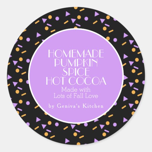 モダンなパンプキンスパイスココア自家製スプリンクルズミックス ラウンドシール (正面)