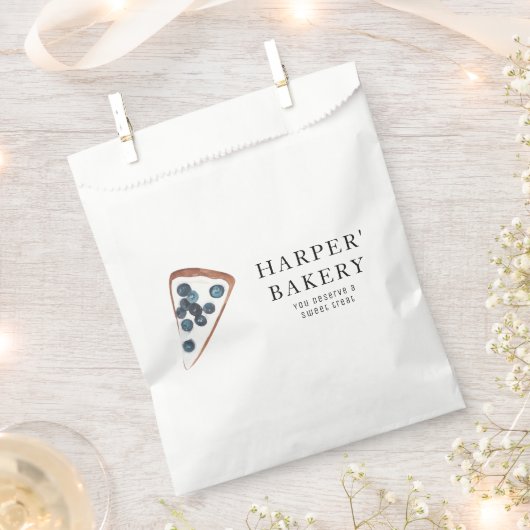 モダンなパン屋さんのデザート ギフトバッグ | ロゴ フェイバーバッグ (クリップ留めされた状態)