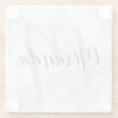 モダンなパーソナライズされたイニシャルと名前の白い大理石 ガラスコースター (裏面)