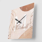 モダンなパーソナライズされたイニシャル抽象 スクエア壁時計 (傾斜)