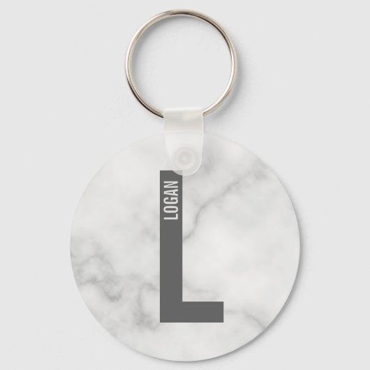 モダンなパーソナライズされた大胆なイニシャルと名前 キーホルダー (正面)
