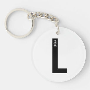 モダンなパーソナライズされた大胆なイニシャルと名前 キーホルダー