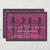 モダンなパーティガールのカクテルのバチェロレッテ 招待状 (正面/裏面)