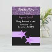 モダンなパープルとブラックの誕生日招待状 招待状 (スタンド正面)