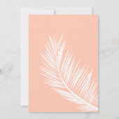 モダンなパームツリー ピンクサーモン セーブ・ザ・デート 招待状 (裏面)