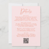 モダンなパームツリー ピンクQRコードオールインワン結婚式 招待状 (裏面)