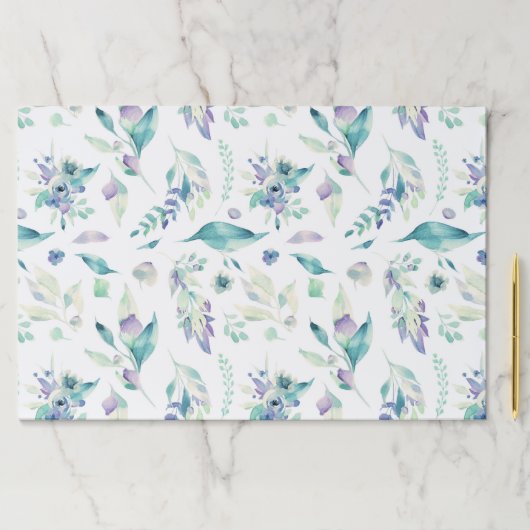 モダンなヒスイ緑のラベンダーの水彩画の花柄 ペーパーパッド (インサイチュ)