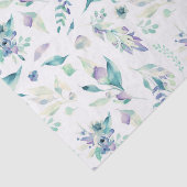 モダンなヒスイ緑のラベンダーの水彩画の花柄 薄葉紙 (詳細)