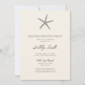 モダンなヒトデビーチオーシャン独身最後のパーティー 招待状 (正面)