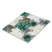 モダンなヒョウおよび熱帯葉のデザイン タイル (側面)