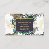 モダンなヒョウおよび熱帯葉のデザイン 名刺 (裏面)