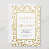 モダンなヒョウパターンフェイクな金ゴールドのグリッターの菓子16 招待状 (正面)