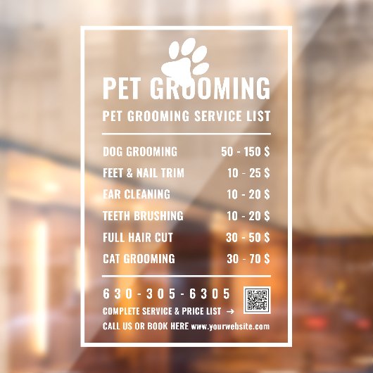 モダンなビジネスサービス価格リストの店舗用フロント ウィンドウサイン (シート2)