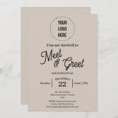 モダンなビジネスマン風のシンプルな挨 招待状 (正面/裏面)