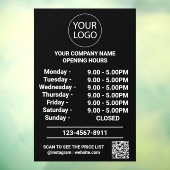 モダンなビジネス営業時間ロゴQRコードブラック ウィンドウサイン (シート3)