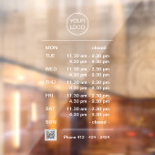 モダンなビジネス営業時間 休憩時間 QRコード付 窓用デカール ウィンドウサイン (シート2)