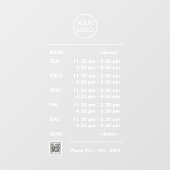 モダンなビジネス営業時間 休憩時間 QRコード付 窓用デカール ウィンドウサイン (シート)