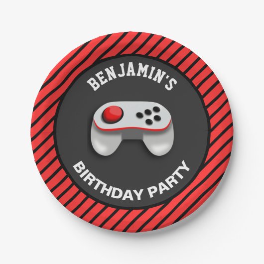 モダンなビデオゲームの誕生会 ペーパープレート (正面)