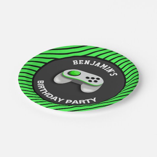 モダンなビデオゲームの誕生日パーティー ペーパープレート (アングル)